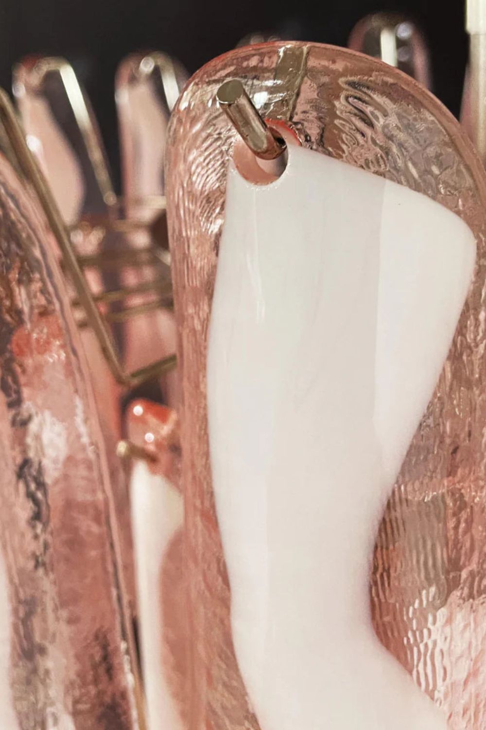 Art Blush Pink Glass Petal Chandelier - view 15 | morylighting