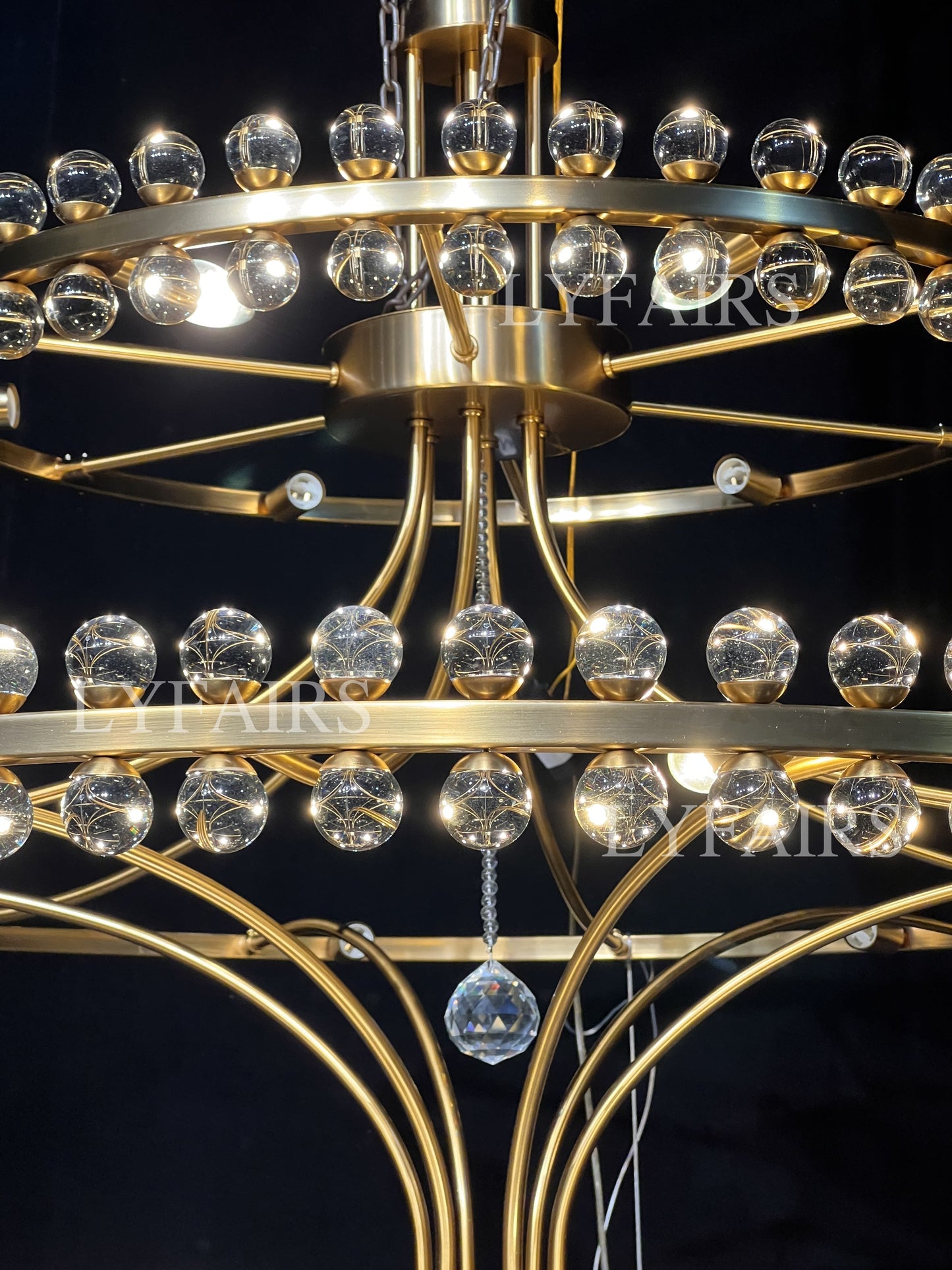 Modern 2/3 Ring Glass Ball Chandelier for Low-ceiling