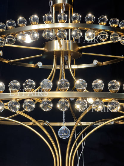 Modern 2/3 Ring Glass Ball Chandelier for Low-ceiling