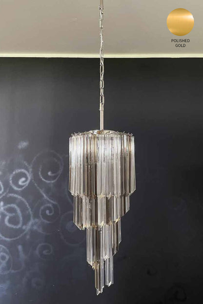 Vintage Smoked Art Glass Prism Spiral Chandelier - view 17 | morylighting