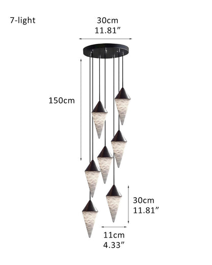 12 light Conical Cluster Minimalist Design Alabaster Pendant Light