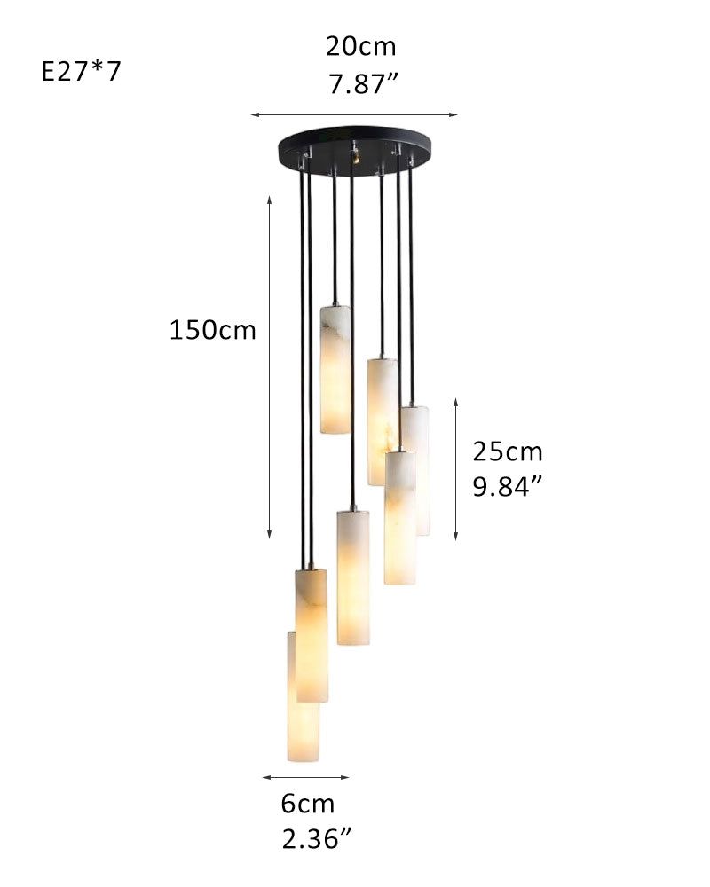 Elegant Lighting Linear Nature Stone 2" Wide Alabaster Chandelier