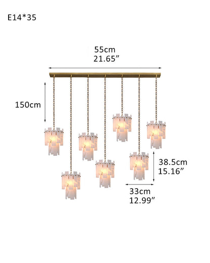 Tired Alabaster marble Cluster Chandelier 13" with adjustable chain