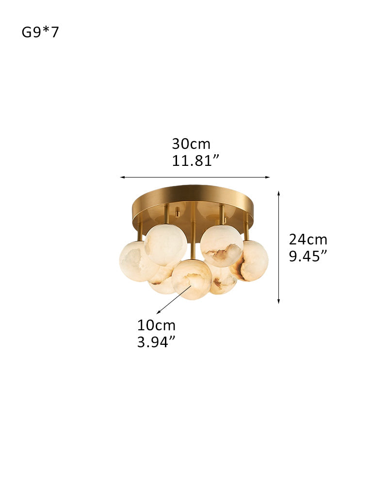 Alabaster Semi Flush Mount with Etched Opal Marble Shades