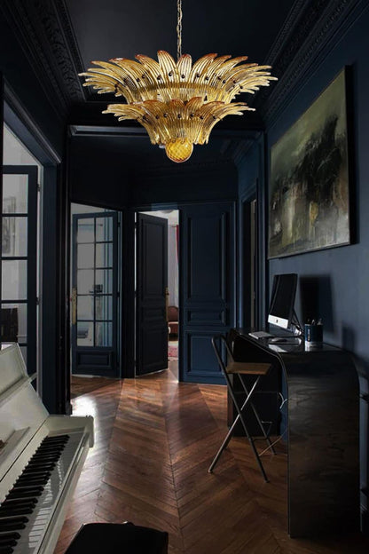 Amber Art Glass Palmette  Chandelier - view 6 | morylighting