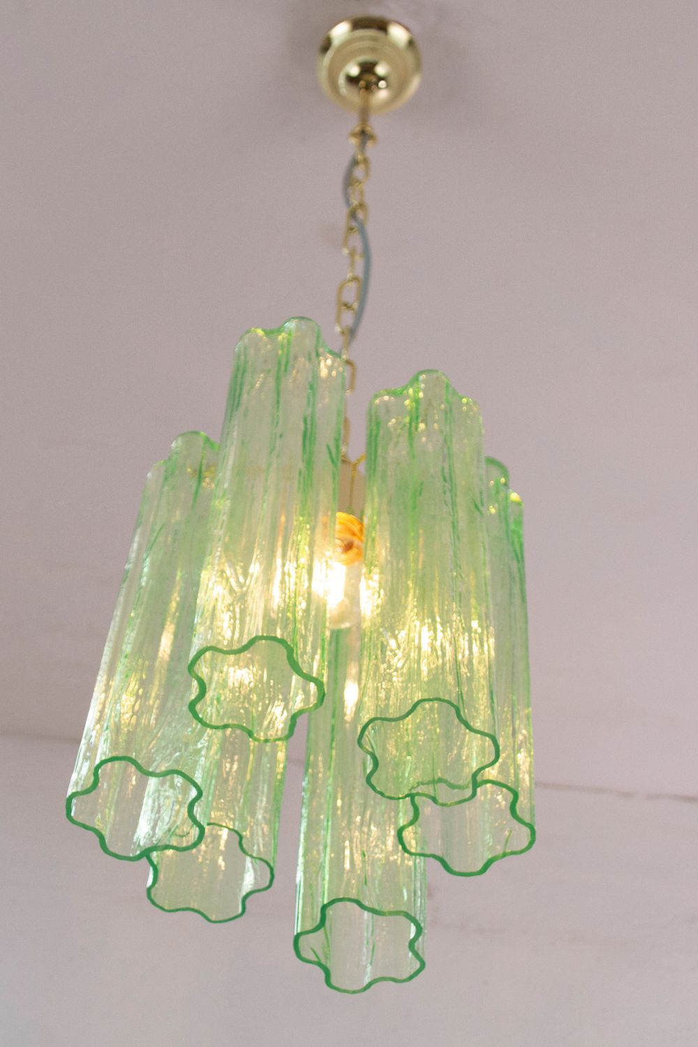 Italian Green Glass Tube Chandelier - view 11 | morylighting