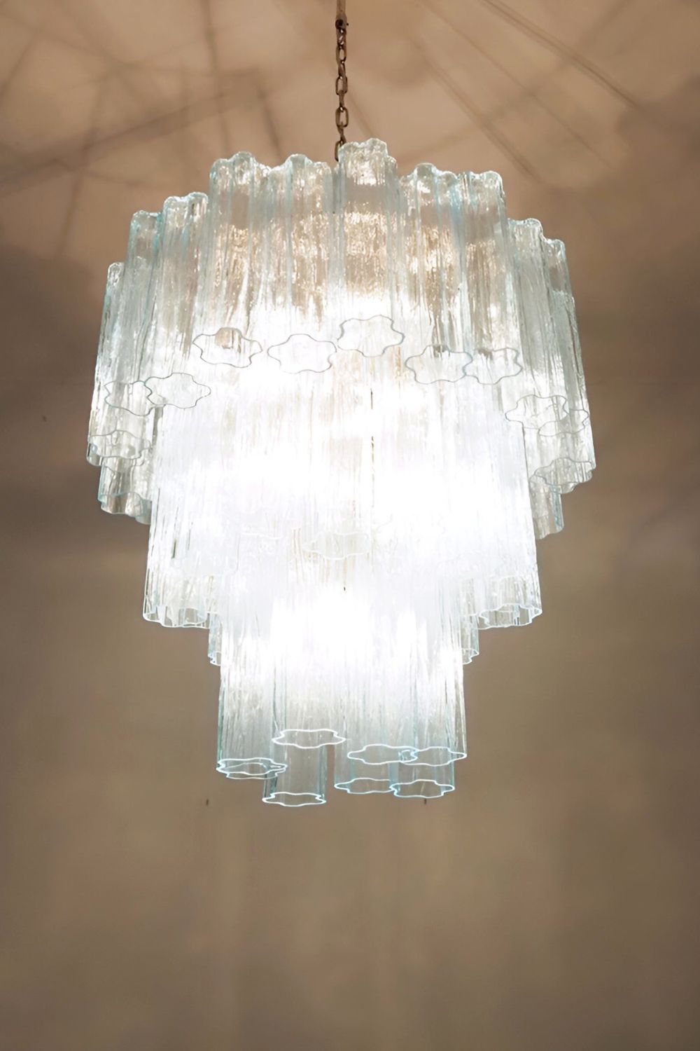 Three-tier Art Venetian blue glass chandelier - view 6 | morylighting