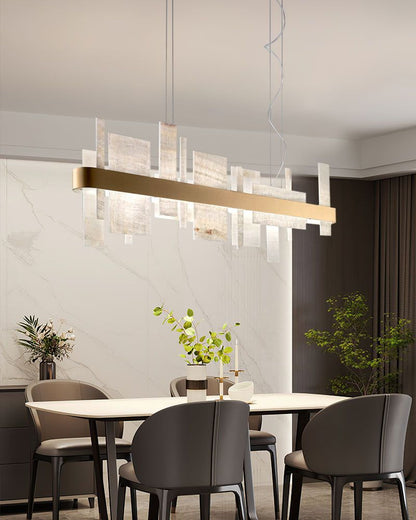 Long Cord Alabaster Ceiling Pendant Light Brushed Gold