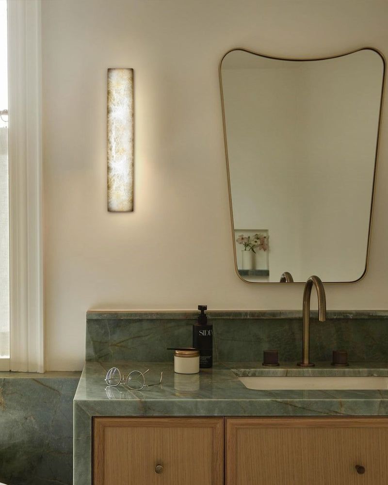 Rectangular Natural Semi-Translucent Alabaster Wall Lamp for Bath & Vanity