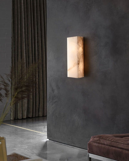 Rectangular Natural Semi-Translucent Alabaster Wall Lamp for Bath & Vanity