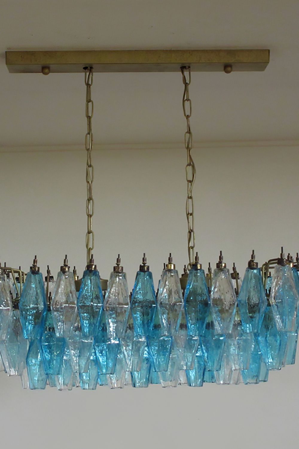 Vintage blue and clear glass Art Poliedri chandelier - view 5 | morylighting