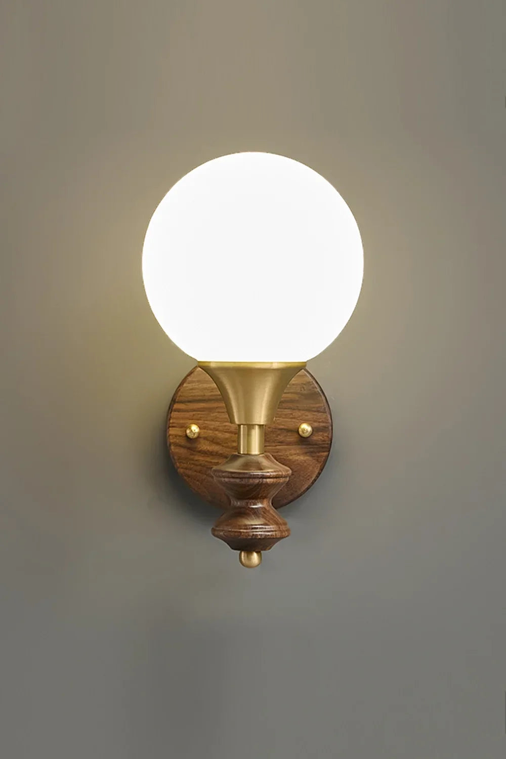 Vintage Globe Walnut Wood Wall Lamp - view 7 | morylighting