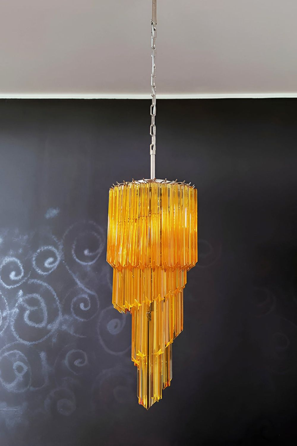 Amber Murano Glass Prism Spiral Chandelier - view 5 | morylighting