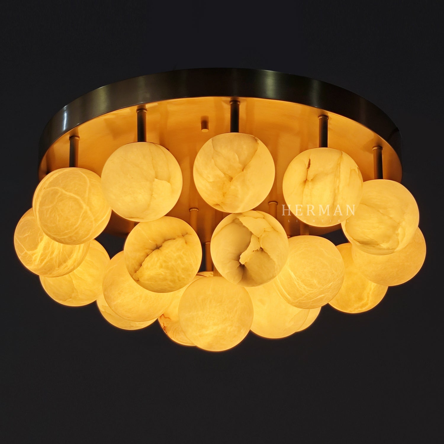 Alabaster Semi Flush Mount with Etched Opal Marble Shades