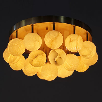 Alabaster Semi Flush Mount with Etched Opal Marble Shades