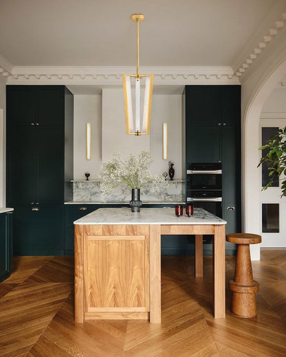 Aged Brass/Black LED Arm Edgemere Cage Collection Linear Pendants Light 16"