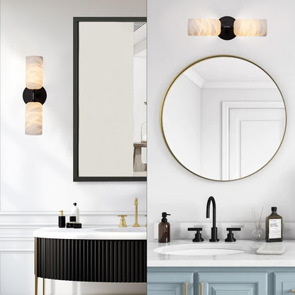 Monty Alabaster Linear Wall Sconce-Black