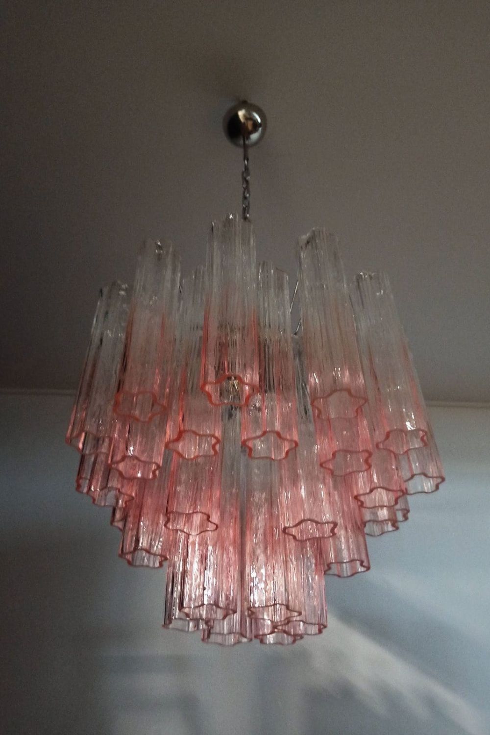 Pink Gradient Art Glass Tube Chandelier - view 6 | morylighting