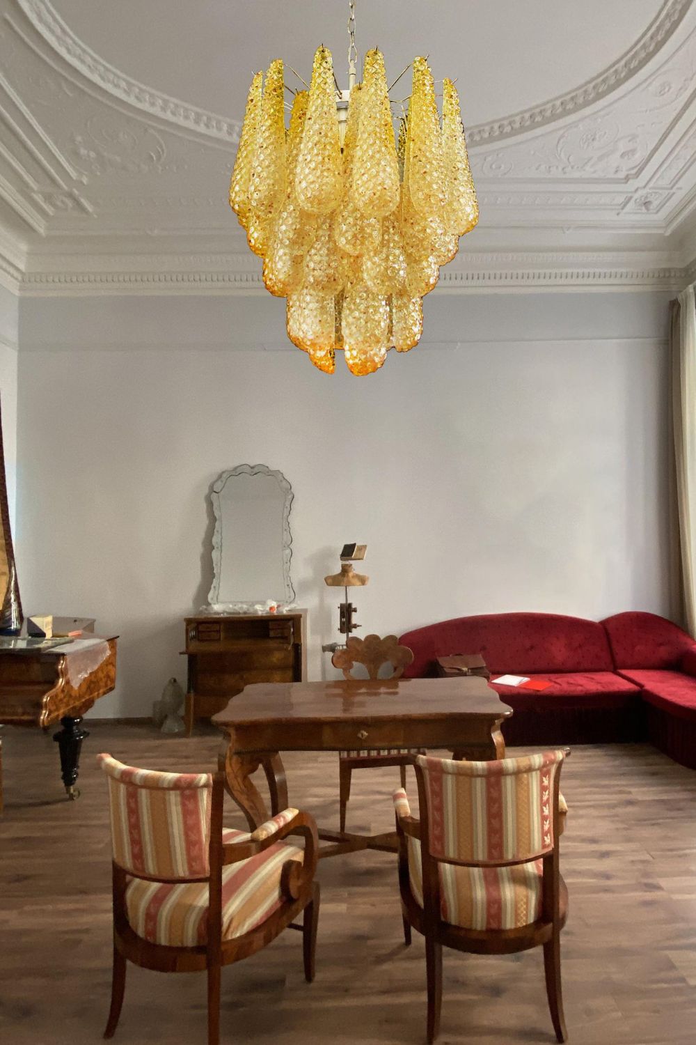 Art Handcrafted Golden Glass Chandelier - view 3 | morylighting