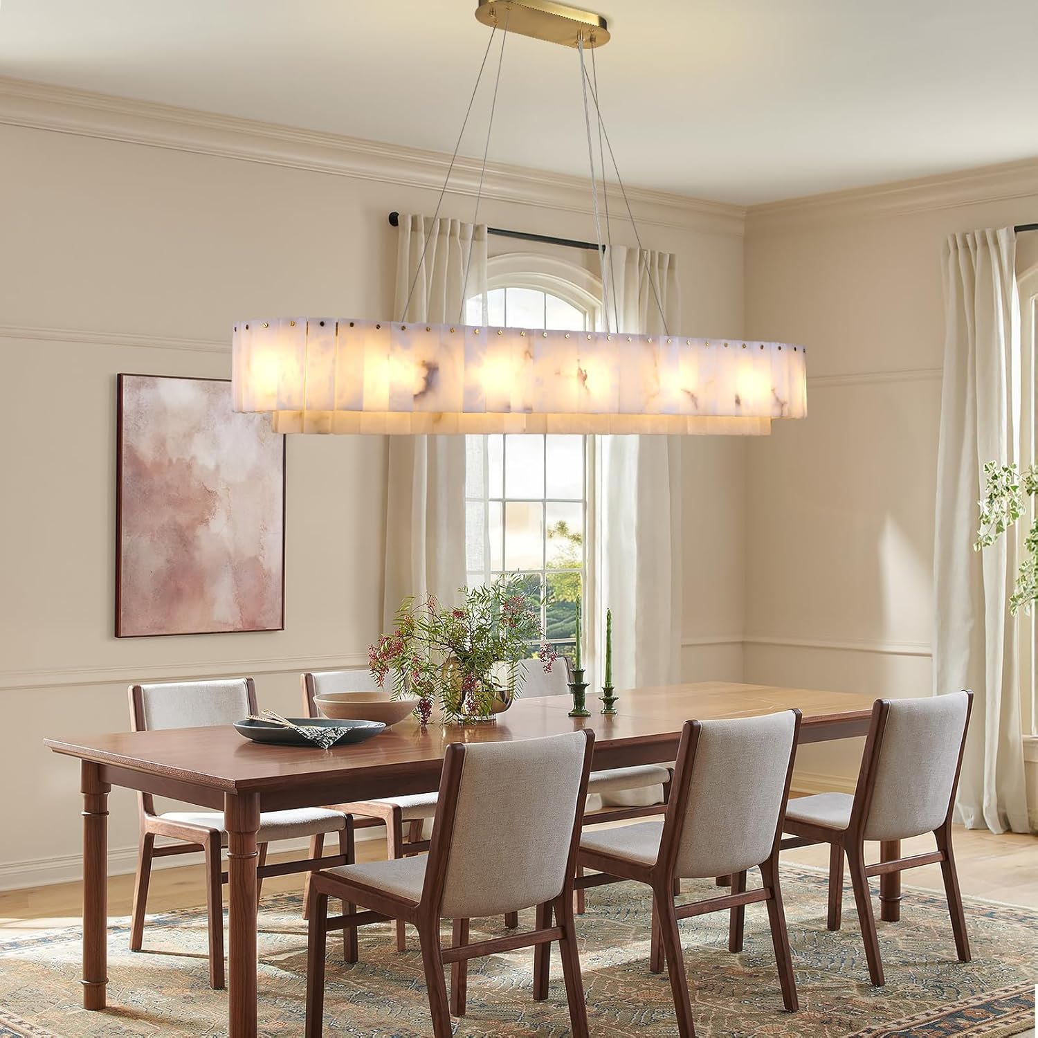 2-Tiers Oval Modern Dining Room Chandelier 53"L