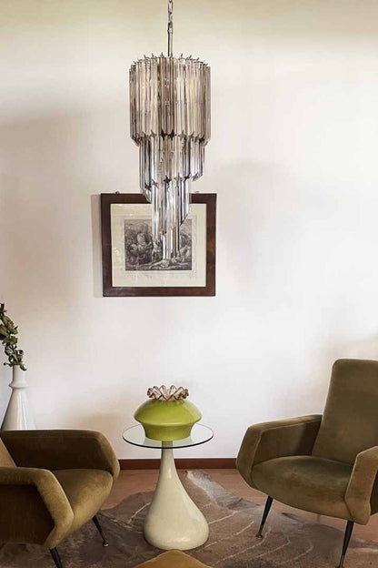 Vintage Smoked Art Glass Prism Spiral Chandelier - view 3 | morylighting