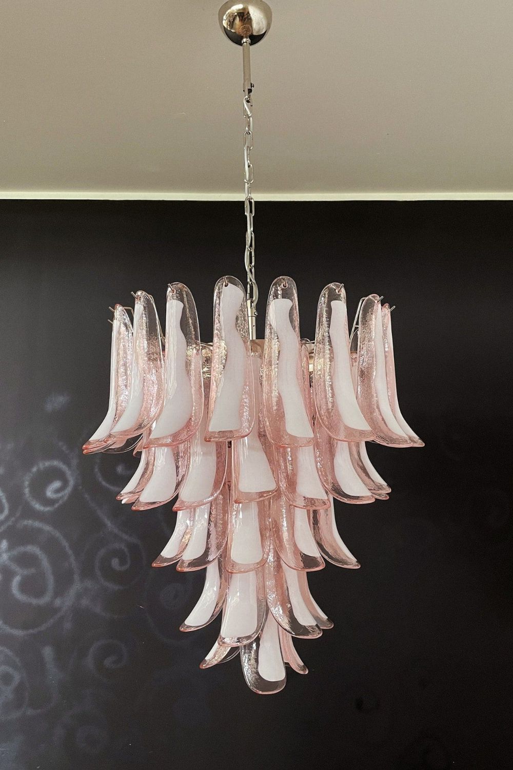Art Blush Pink Glass Petal Chandelier - view 10 | morylighting