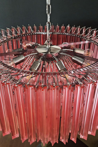 Large pink Art Triedri glass prism chandelier - view 10 | morylighting