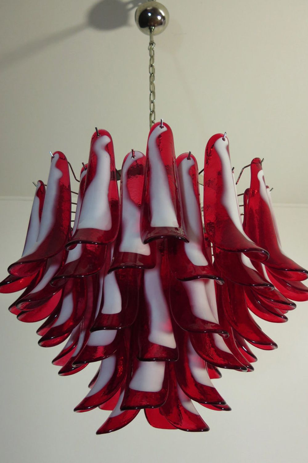 Red Art Glass Petal Chandelier - view 5 | morylighting