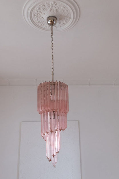 Pink Art Glass Prism Spiral Chandelier - view 6 | morylighting