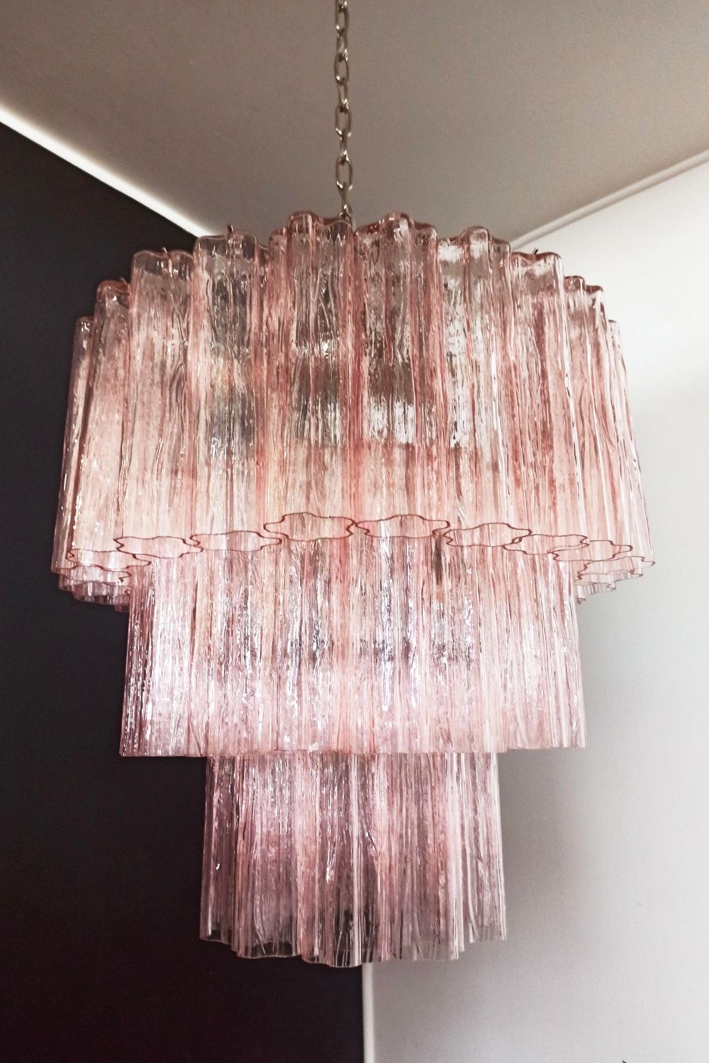 Art light pink glass tube chandelier - view 11 | morylighting