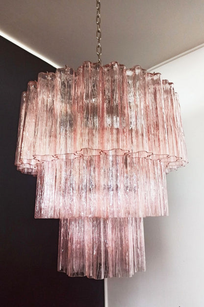 Art light pink glass tube chandelier - view 11 | morylighting