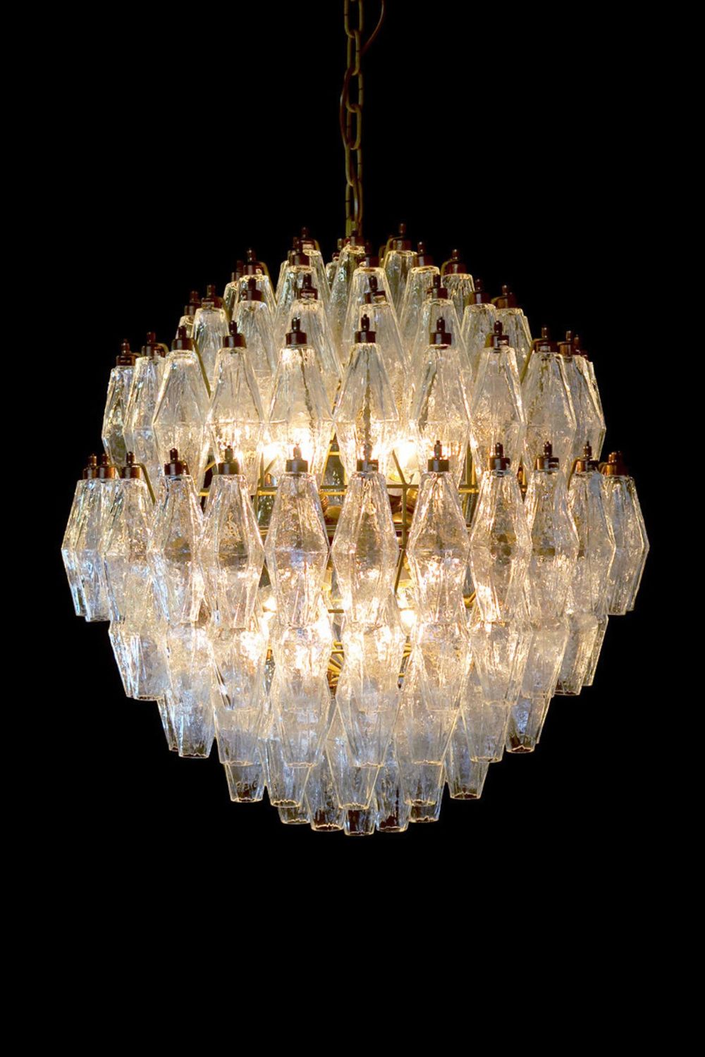 spherical Clear Art Polyhedron Glass Chandelier - view 3 | morylighting