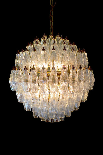 spherical Clear Art Polyhedron Glass Chandelier - view 3 | morylighting