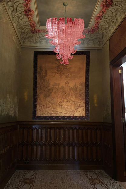 Art pink glass Felci chandelier - view 4 | morylighting