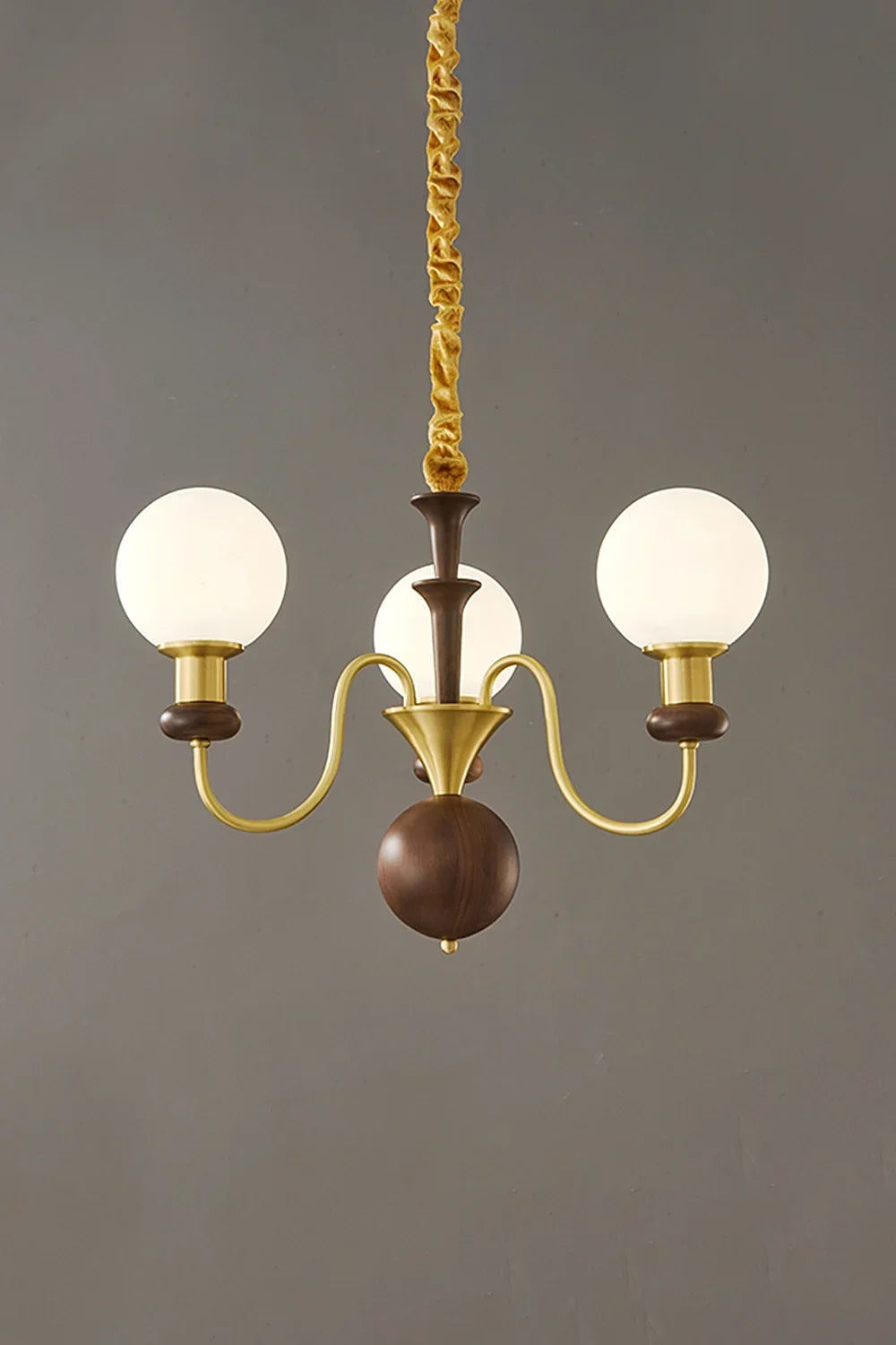 Vintage Walnut Wood Globe Chandelier - view 7 | morylighting
