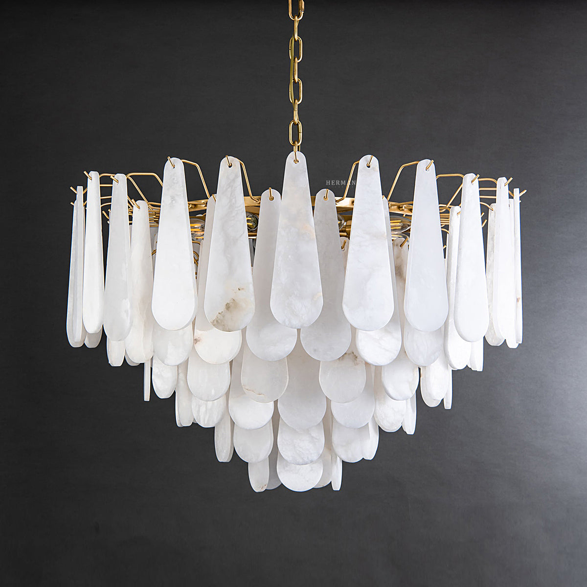 Alabaster Feathery Chandelier 21.7"D 31.5"D