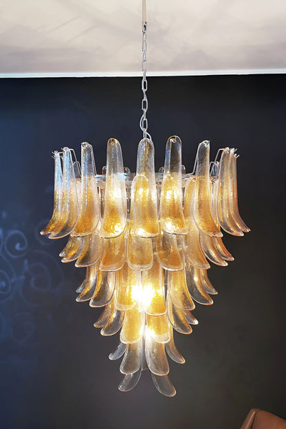 Amber Art Glass Petal Cascade Chandelier - view 8 | morylighting