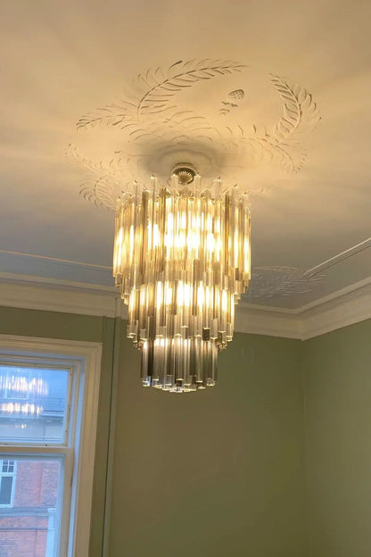 Smoked and Clear Art Glass Prism Chandelier - view 9 | morylighting