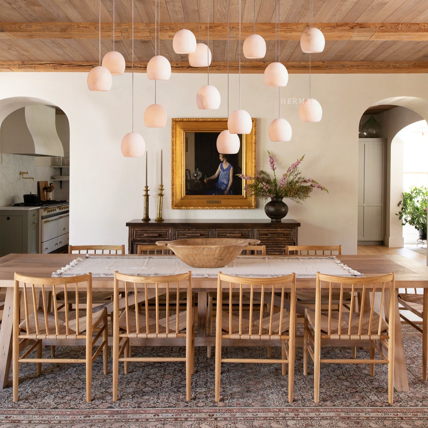 Arica Alabaster Linear Chandelier