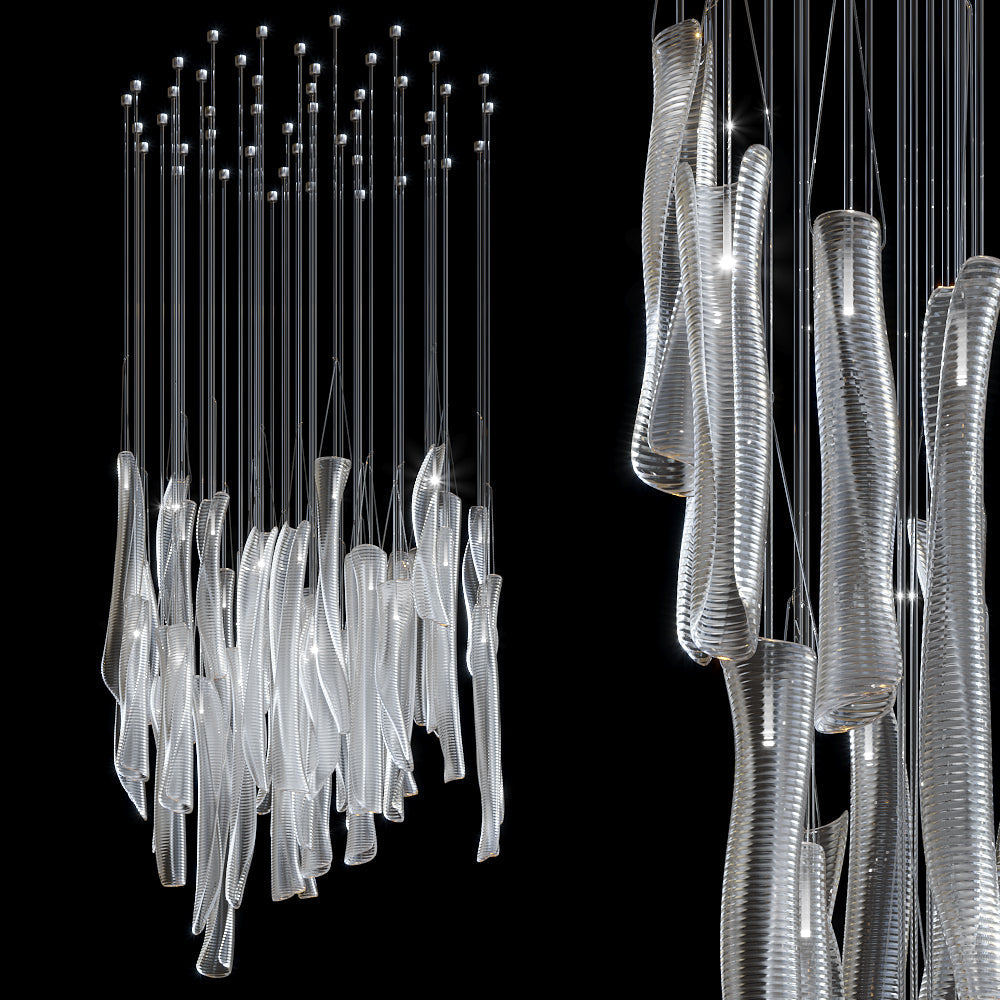Linear Tube Cluster Chandelier