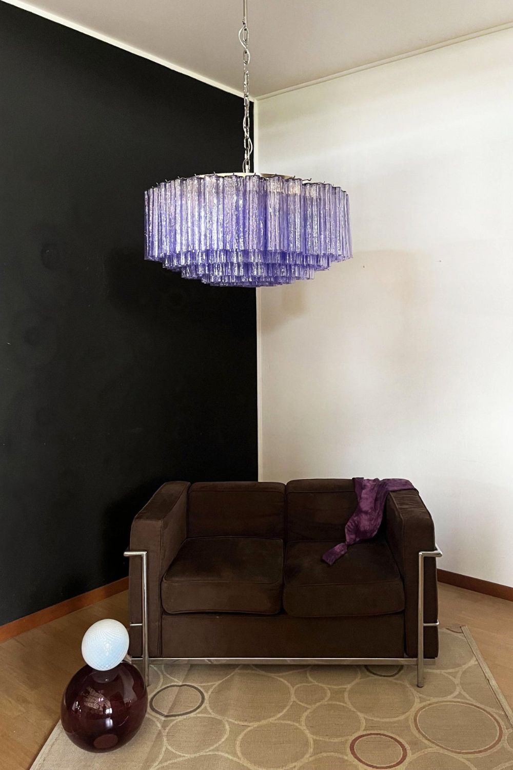 Italian Modernist Purple Art Glass Tube Chandelier - view 7 | morylighting