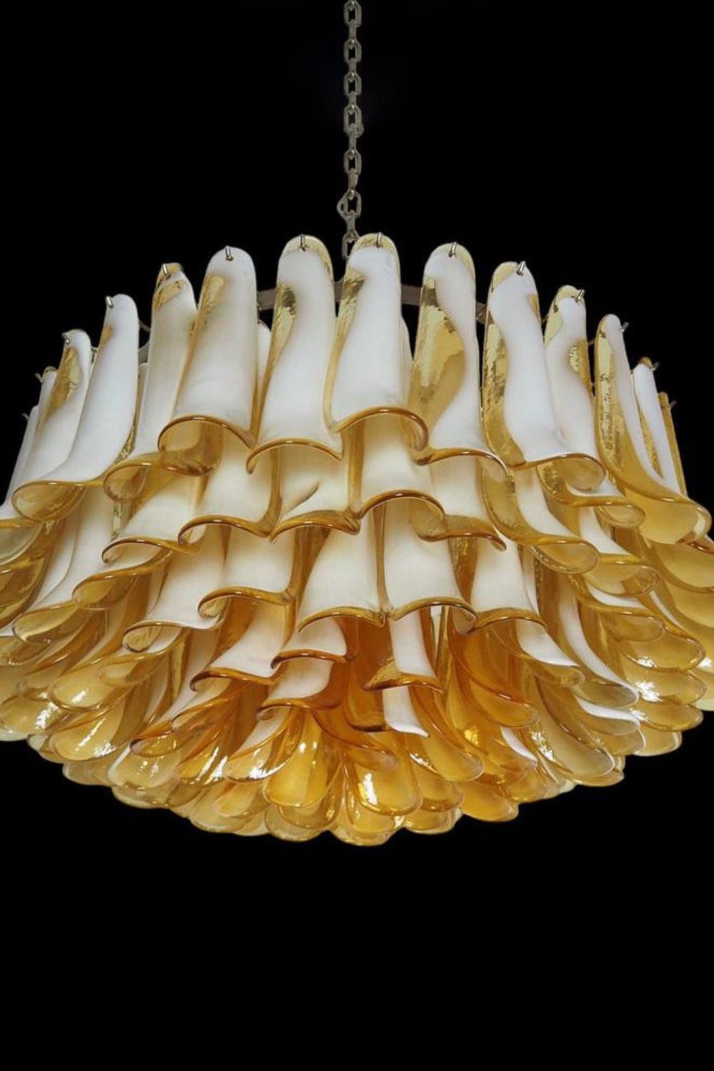 Amber Art Glass Petal Chandelier - view 9 | morylighting