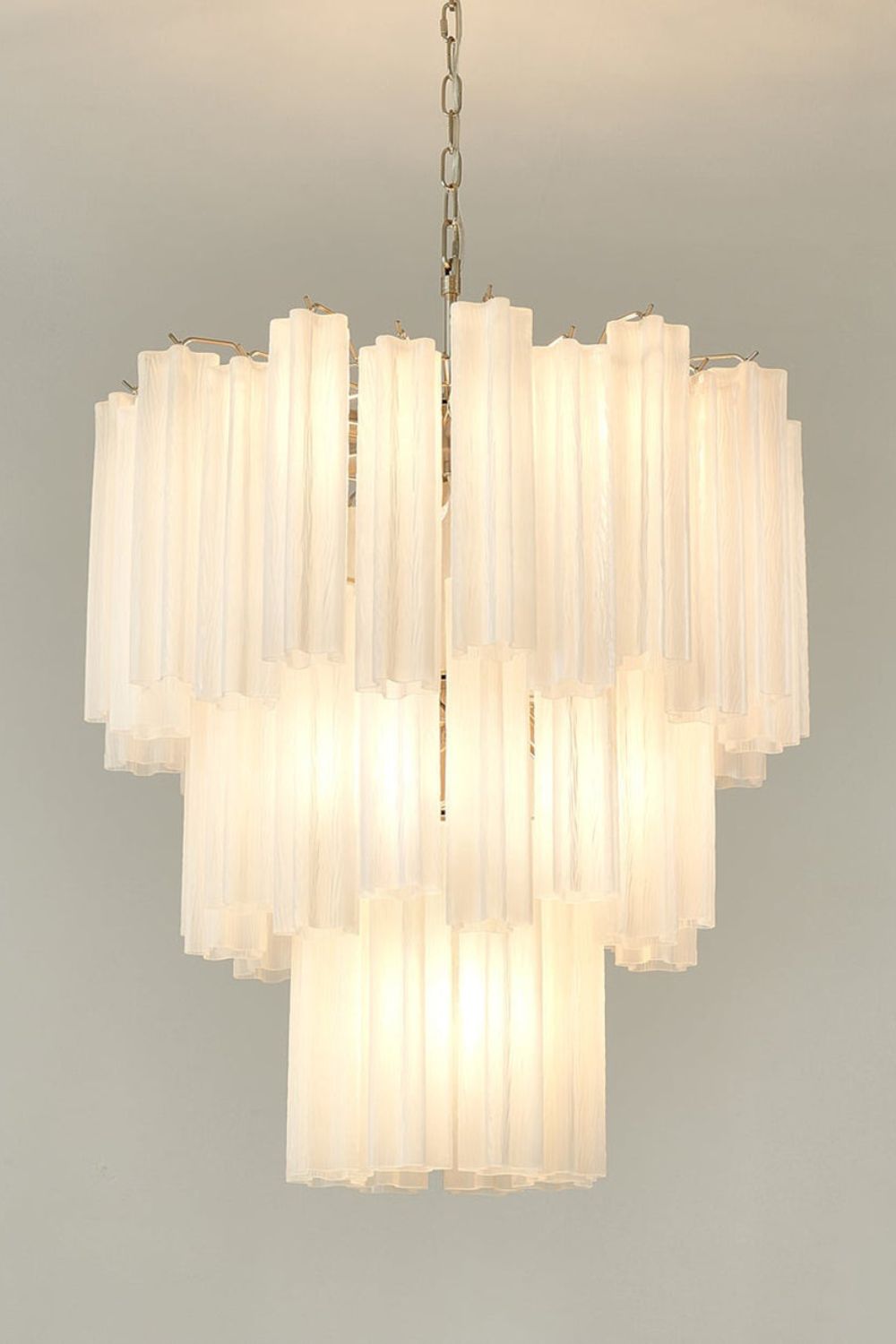 Three-tier Art frosted white glass chandelier - view 3 | morylighting