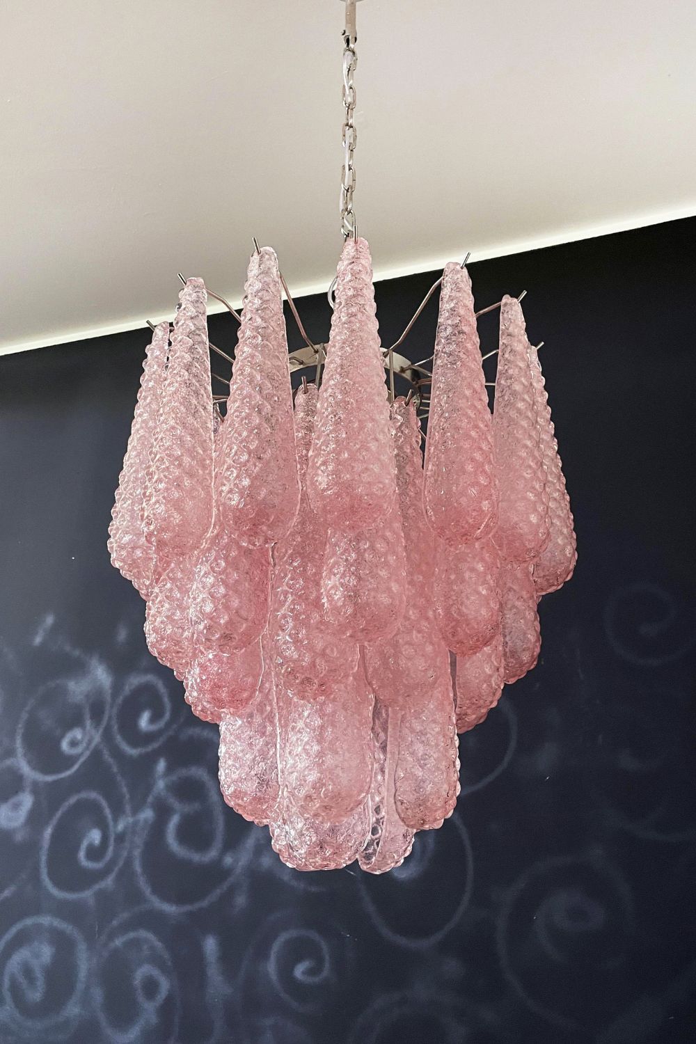 Pink Art Glass Teardrop Chandelier - view 8 | morylighting