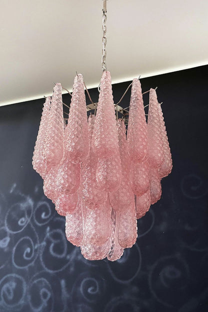 Pink Art Glass Teardrop Chandelier - view 8 | morylighting