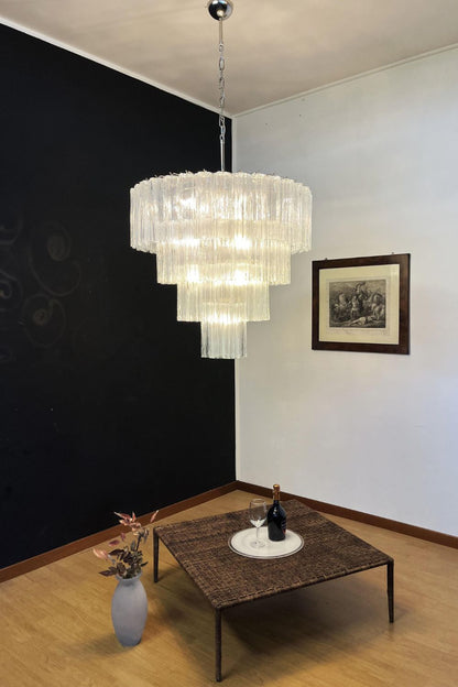 Art clear glass tiered chandelier - view 4 | morylighting