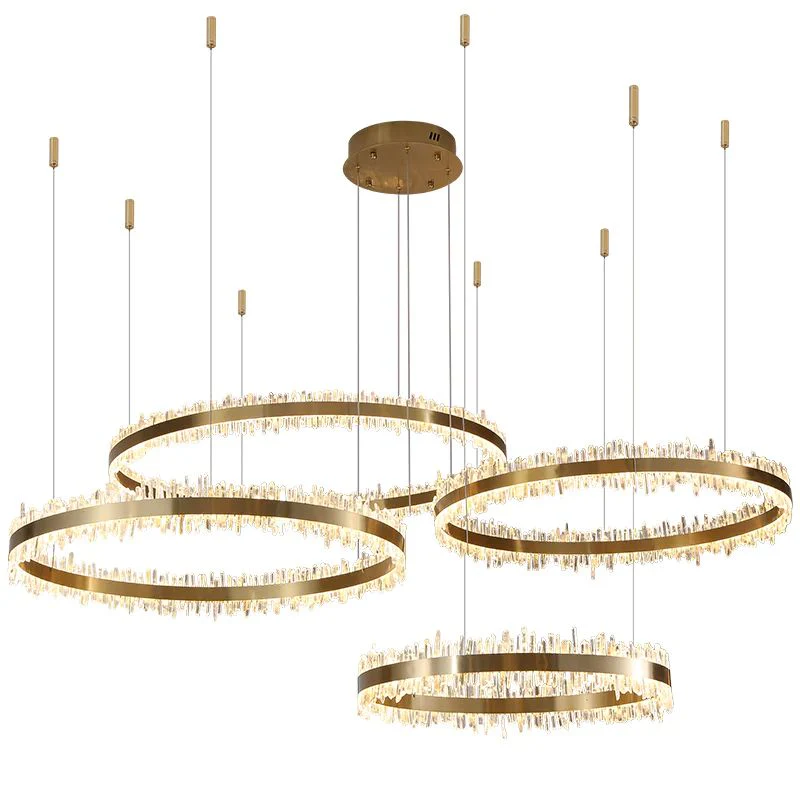 LA Modern Quartz Crystal Rings Chandelier