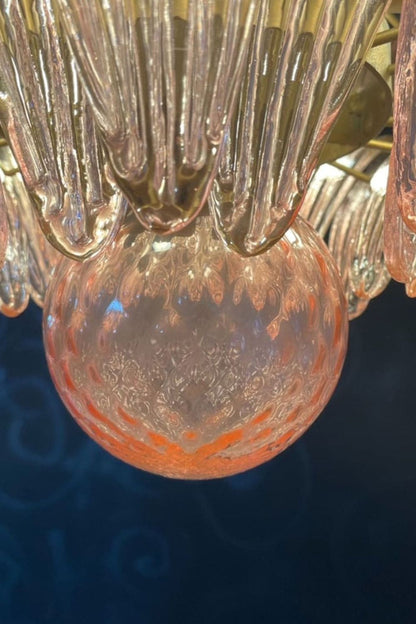 Vintage Art Pink Palm Leaf Glass Chandelier - view 11 | morylighting