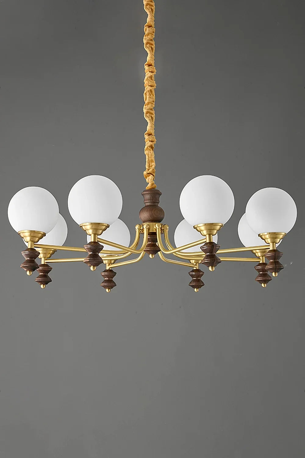 Vintage Globe Walnut Wood Chandelier - view 10 | morylighting