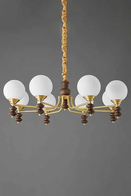 Vintage Globe Walnut Wood Chandelier - view 10 | morylighting